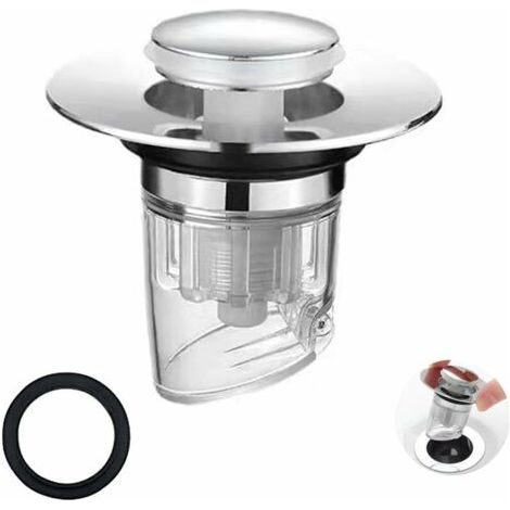 Bouchon Lavabo Salle de Bain, Clapet Bonde Lavabo, Pop Up Filtre Vidange Baignoire Universel Sink Drain Plug With Anti-Clogging Anti-Odeur et Anti-Insectes Strainer.