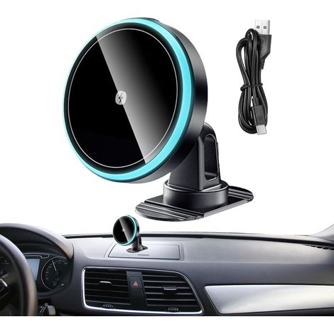 Chargeur de voiture sans fil - Dock de support de téléphone, support de voiture magnétique  Films cellulaires de montage à charge rapide, unité de charge de voiture sans fil de 15 W p (1/5)