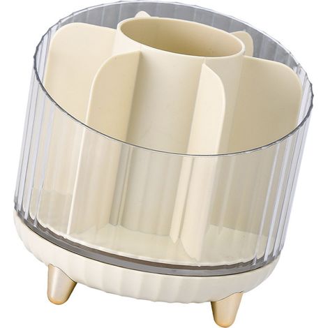 Organisateur de rangement pour pinceaux de maquillage, porte-pinceaux rotatif, boîte de rangement transparente pour bureau, chambre, salle de bain. (1/5)