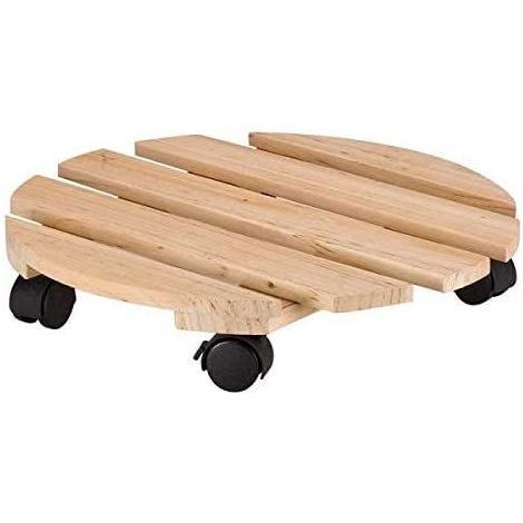 Plant Pot Caddy Stand Garden Indoor Outdoor Patio Home Plant Stand Rollers Saucer Tray Pallet (30cm Wooden Pot Caddy)