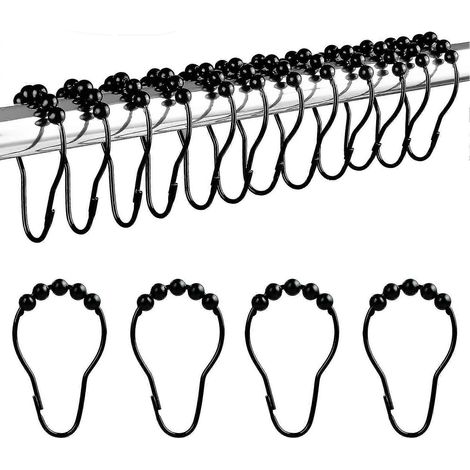 Anneaux de douche en acier inoxydable (12 pièces noires) (1/5)