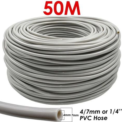 Tuyau d'arrosage de jardin 1/4 pouce (SPL11-067-50M-1/4'') en PVC 4/7 mm pour micro-irrigation goutte à goutte, balcon, pelouse et serre. (1/5)