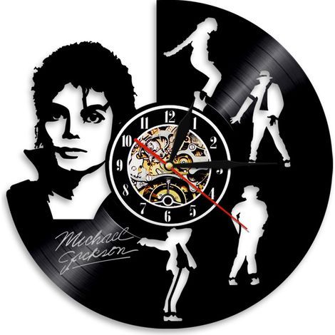 Dancing Michael Jackson Design Vinyl LED Record Corloge Creative Wall Hanging Watches Antique Art Home Culture Round Hollow With LED Light 12 inch (1/3)