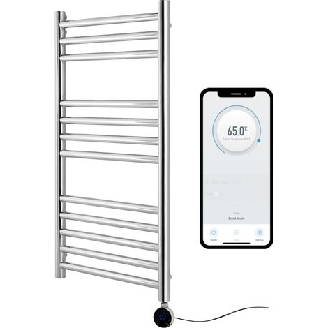 Riga Stainless Steel WiFi Smart Electric Heated Towel Rail 500mm W x 800mm H (1/2)