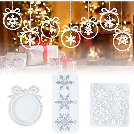 3-teiliges Silikonformen-Set für Weihnachten, Silikonformen mit Stern, Weihnachtsbaum, Schneeflocke und Rentier, Formen für DIY-Harzanhänger und Seifen, Weihnachtsdekoration und Wohnaccessoires