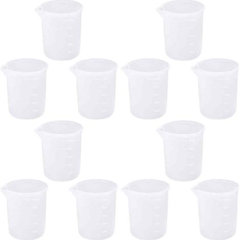 12 gobelets doseurs en silicone, 30 pipettes, 5 à 30 ml, -40 °C à 230 °C, alimentaire, pour résine, cuisine, laboratoire (1/5)