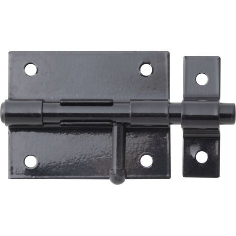 Verrou de box compact avec poignée ronde et gâche fixe – Platine 70 x 57 mm – Marque (1/2)