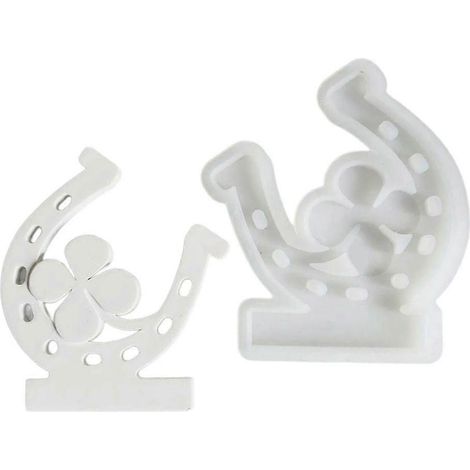 Moules en silicone pour bougeoirs en forme de fer à cheval et de trèfle à quatre feuilles (1/4)