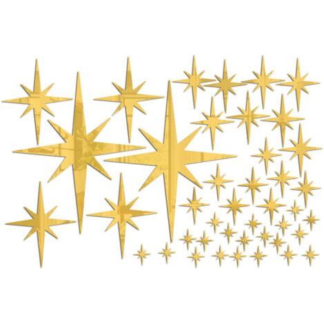 A Set of 42 Gold DIY Star Mirror Wall Sticker, Acrylic Decal, Waterproof Self-Adhesive Wallpaper for Kids Room, Home Decoration (1/5)
