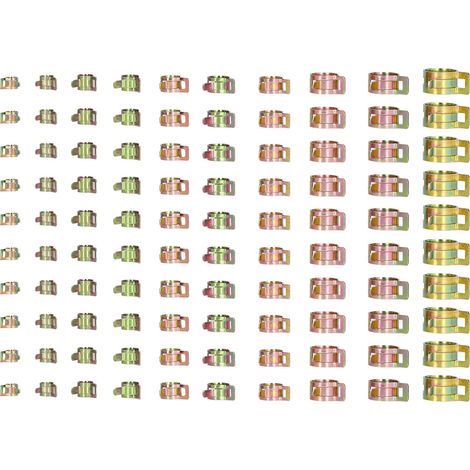 100 colliers de serrage en acier zingué élastiques réglables type allemand pour tuyaux FS090222 (1/5)