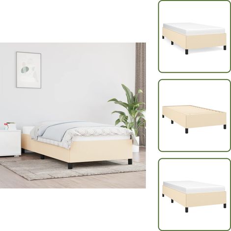 Bettgestell ohne Matratze Creme 90x200 cm Stoff - Bettrahmen - Doppelbett - Cremefarbenes Bett - Lattenrost - Boxspringbetten (1/5)