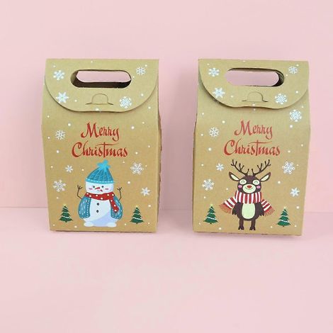 Boîtes cadeaux de Noël en papier kraft, sachets de friandises et de bonbons, boîtes pour les fêtes de Noël (1/5)