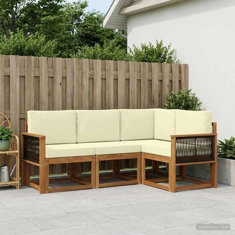 vidaXL Outdoor-Sofagarnitur 4 pcs Natur und Creme Polyester (1/5)
