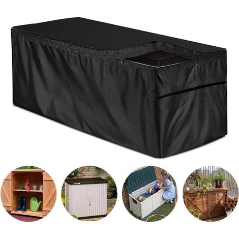 Housse de rangement imperméable pour jardin, housse de boîte de terrasse avec fermeture éclair, Oxford 210D, protection anti-UV – Rectangulaire (158x76x71cm) (1/5)