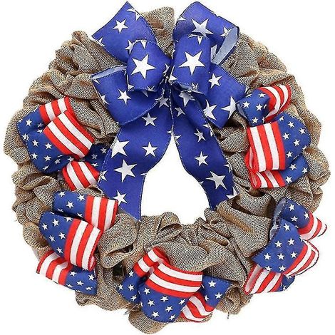 Couronnes patriotiques pour porte d'entrée, couronne du 4 juillet (fête nationale américaine), couronnes du Memorial Day, décoration de porte d'entrée (1/5)