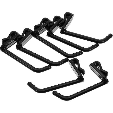 Lot de 50 crochets pour panneaux perforés, crochets d'affichage pour suspendre bijoux, colliers, clés, petits outils, etc., gain de place, en plastique, adaptés aux panneaux muraux à grille, noirs. (1/5)