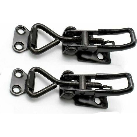 Loquet et targette Clip à bascule réglable. loquet à bascule en acier inoxydable. loquet de serrage à bascule vertical. loquet de botier en métal pour valises. bagages et placards (noir) 2pcs Ji (1/5)