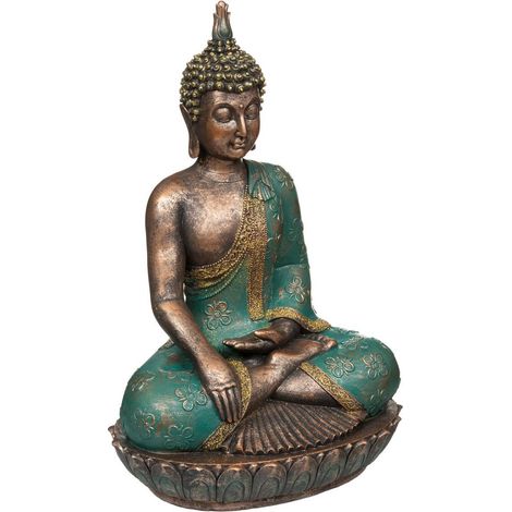 Figur Bouddha Kunstharz - blau - H43 -5 cm