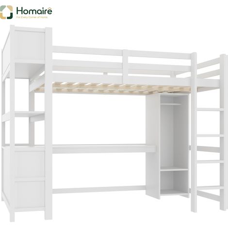 Cadre de lit blanc avec rangement en blanc 232,5 x 150,5 x 189,5 cm HOMAIRE (1/5)