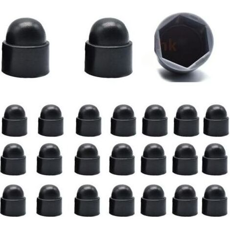 Capuchons Plastiques M6 pour Vis et Écrous - Lot de 25 (Noir) - Bouchons de Protection Hexagonaux Anti-Corrosion pour Mécanique, Mobilier et BTP (1/4)