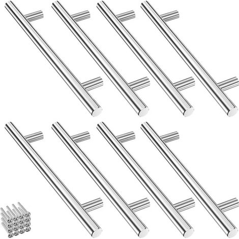 Lot de 8 Poignee de Meuble Cuisine Inoxydable Argent, Poignee Porte Cuisine Espacement des , Arrondi Poignées poignée Tiroir pour Penderies, Tiroirs (1/4)