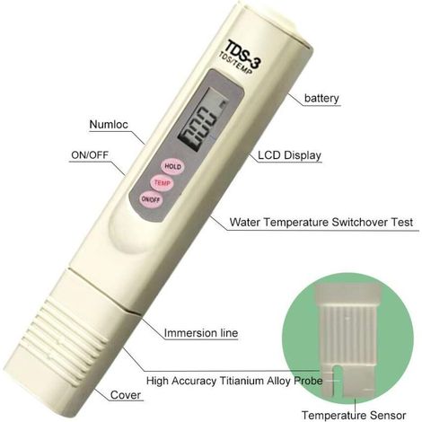 Misuratore TDS, penna per test della qualità dell'acqua con filtro, test preciso della qualità dell'acqua potabile (1/4)