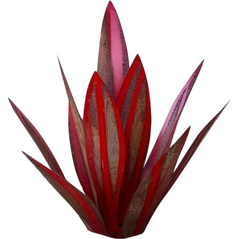 SABIR Plante d'agave en métal, pour la décoration de jardin, rouge, sculpture rustique de Tequila, adaptée pour l'intérieur, ornements de pelouse (1/5)