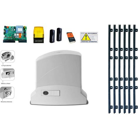 Kit Automazione Cancello Scorrevole 600kg 230v 6 Mt Cremagliera Si Adatta A Faac