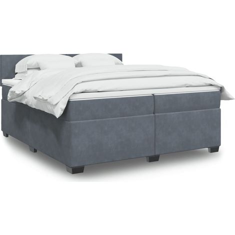 Cama box spring con colchón terciopelo gris oscuro 200x200 cm vidaXL (1/5)