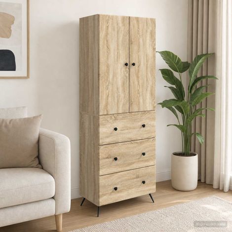 vidaXL Schrankset 2 pcs Sonoma-Eiche 66 x 34,5 x 90 cm Holzwerkstoff (1/5)