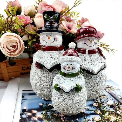 Figurines de bonhommes de neige de Noël en famille, décoration pour maison de poupée, cadeau de fête (1/4)