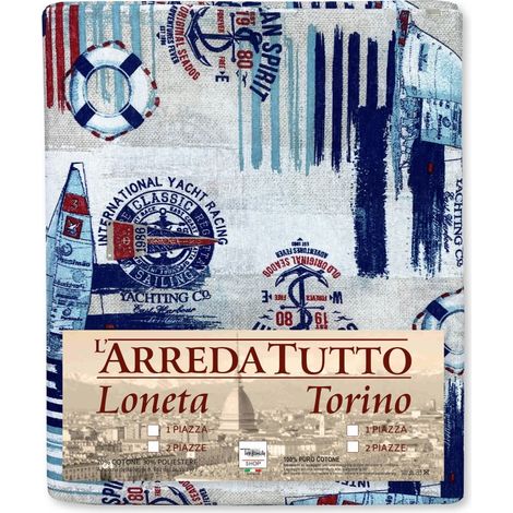 TELO ARREDO copritutto GRAN FOULARD COPRILETTO copridivano TESSUTO LONETA mare MARINO VELA BLU 1 PIAZZA