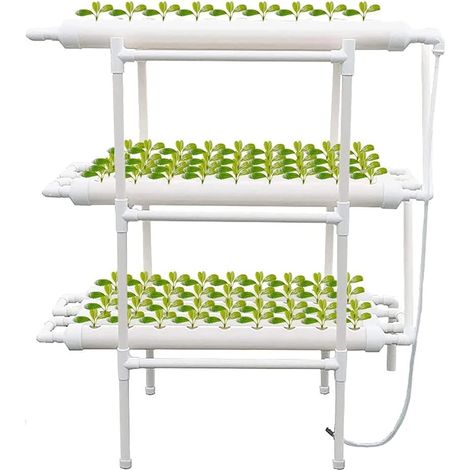 Gojoy – Kit de culture hydroponique 3 couches – 108 trous – Système de tuyaux PVC-U – Pour légumes et fleurs – Espace optimisé 100x50x102cm