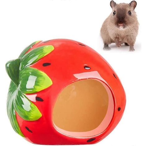 Cachette pour petits animaux de compagnie, en forme de fraise, pour hamster nain (Mon voisin Totoro) et chat hamster (12 x 9 x 9 cm). (1/5)