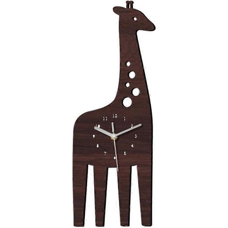Horloge murale girafe en bois, horloge numérique silencieuse en bois, décoration murale pour chambre d'enfant ou maternelle (1/5)
