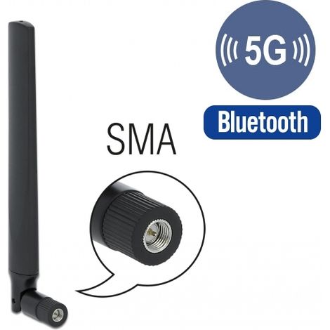 Delock Antena 5G LTE macho SMA -3,3 - 1,3 dBi omnidireccional con articulaciÃ³n de inclinaciÃ³n negro