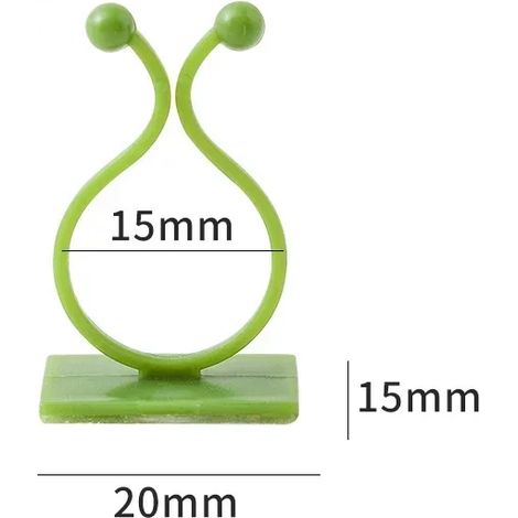 (Vert - M, 20 pièces) 20 clips de fixation pour plantes grimpantes, crochets de fixation pour lianes et rotin, tuteurs auto-adhésifs invisibles pour plantes grimpantes. (1/4)
