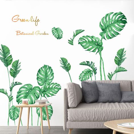 Stickers muraux plantes tropicales, sticker mural feuille de palmier verte Livin (1/5)