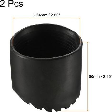 2Pcs Patin, Caoutchouc Antidérapant, Noir 64mm, Pour Échelle Télescopique (1/5)