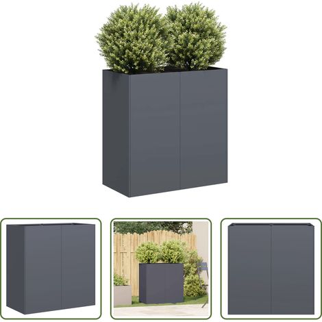 Bac à fleurs - Jardinière anthracite 80x40x80 cm acier laminé à froid (1/5)