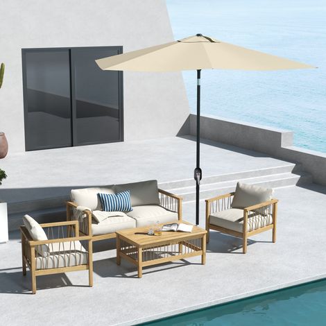 Parasol rectangulaire inclinable 2x3 m avec manivelle toile polyester imperméabilisée haute densité 180g/m² crème