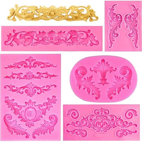 Moule Silicone Fleur, 5 Pièces Moule Pate a Sucre, Formes Différentes Moule Silicone Platre, Relief Moule Silicone Fleurs Convient pour Mariages Festivals Anniversaires Fêtes Célébrations