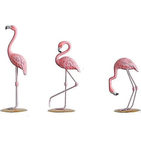 Ensemble de 3 figurines flamants roses en résine, ornements pour la décoration intérieure et cadeaux. (1/5)