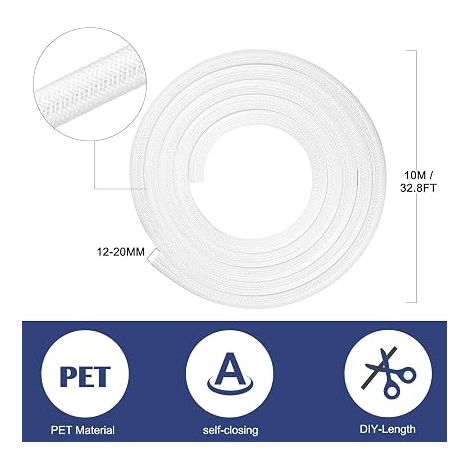 Flexible Cable Duct 13 to 10 m Automatic Shut-Off Cuttable Cable Management for TV, Computer, Home Theater, Automotive Cable, Bite Resistant for Cat (1/4)