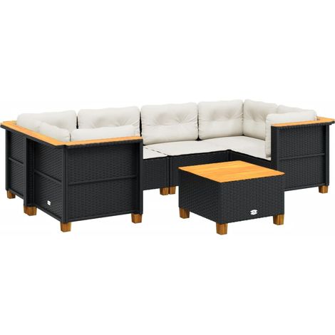 Maison Exclusive - Set Divani da Giardino con Cuscini 7pz Nero Polyrattan (1/5)