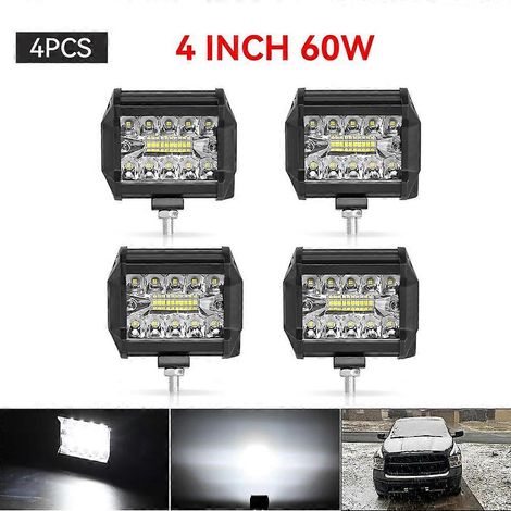 Barre lumineuse de travail LED 4" ou 7" (10 ou 18 cm) 144 W/120 W, faisceaux combinés spot et large, pour voiture, tracteur, bateau, camion tout-terrain, SUV, quad, éclairage de réparation automobile, (1/5)