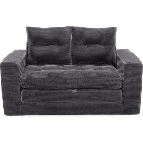CHICFURN Sofá cama 140 x 85 x 67 cm en tejido gris oscuro con bolsillos laterales (1/5)