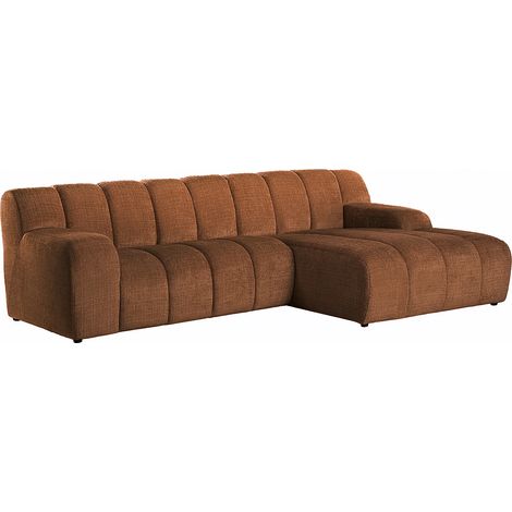 Divano angolare destro tessuto ciniglia terracotta - BELADON (1/5)