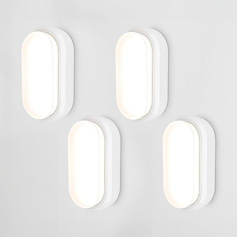 Lot de 4 Series LED Lampe de cave blanc 12W Applique Ovale IP65 Applique Murale 4000K Blanc neutre Applique Plafonnier pour salle de bain cave WC garage Atelier