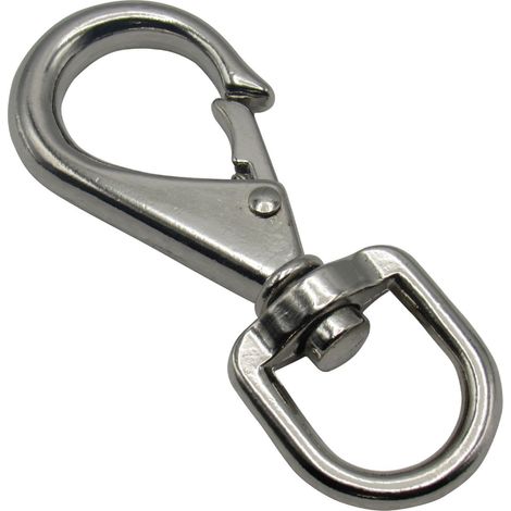 Quick Release Boat Snap Hook Swivel Eye - Size 2 (Zinc Plated Marine Safety Line Fastener)
